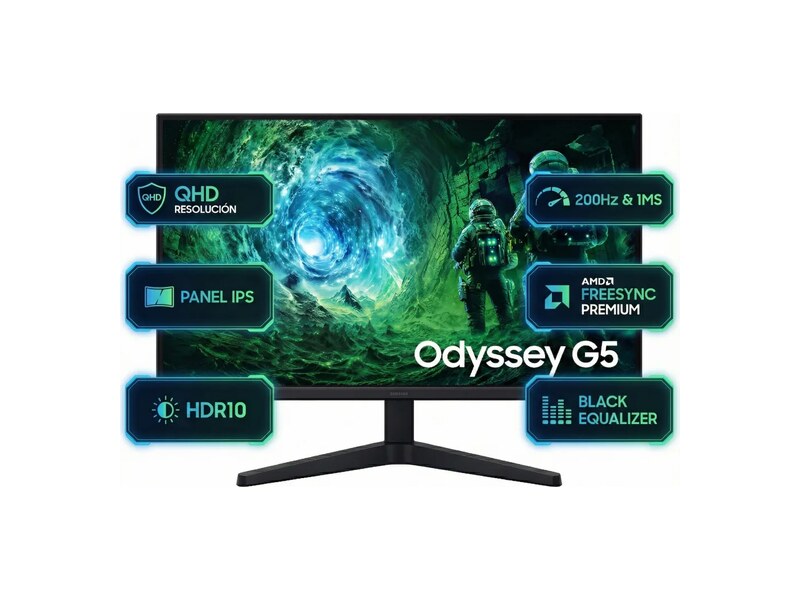 Monitor Gamer Samsung Odyssey G5 G53F 27" QHD IPS 200Hz 1ms FreeSync Premium